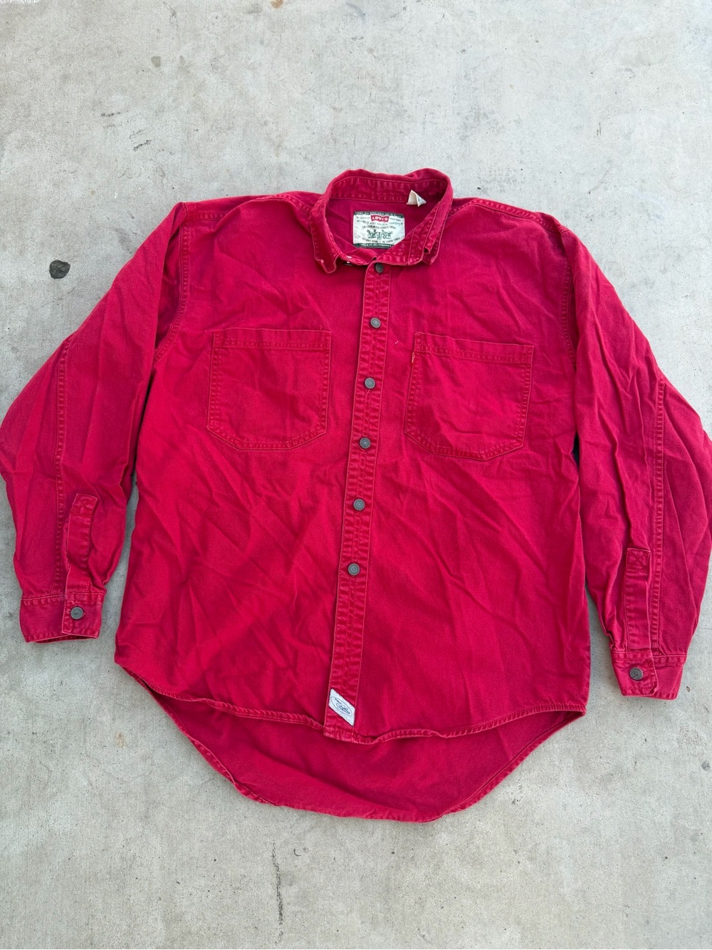 Levi's Vintage Men's Bright Red Long-Sleeve Button-Down Shirt